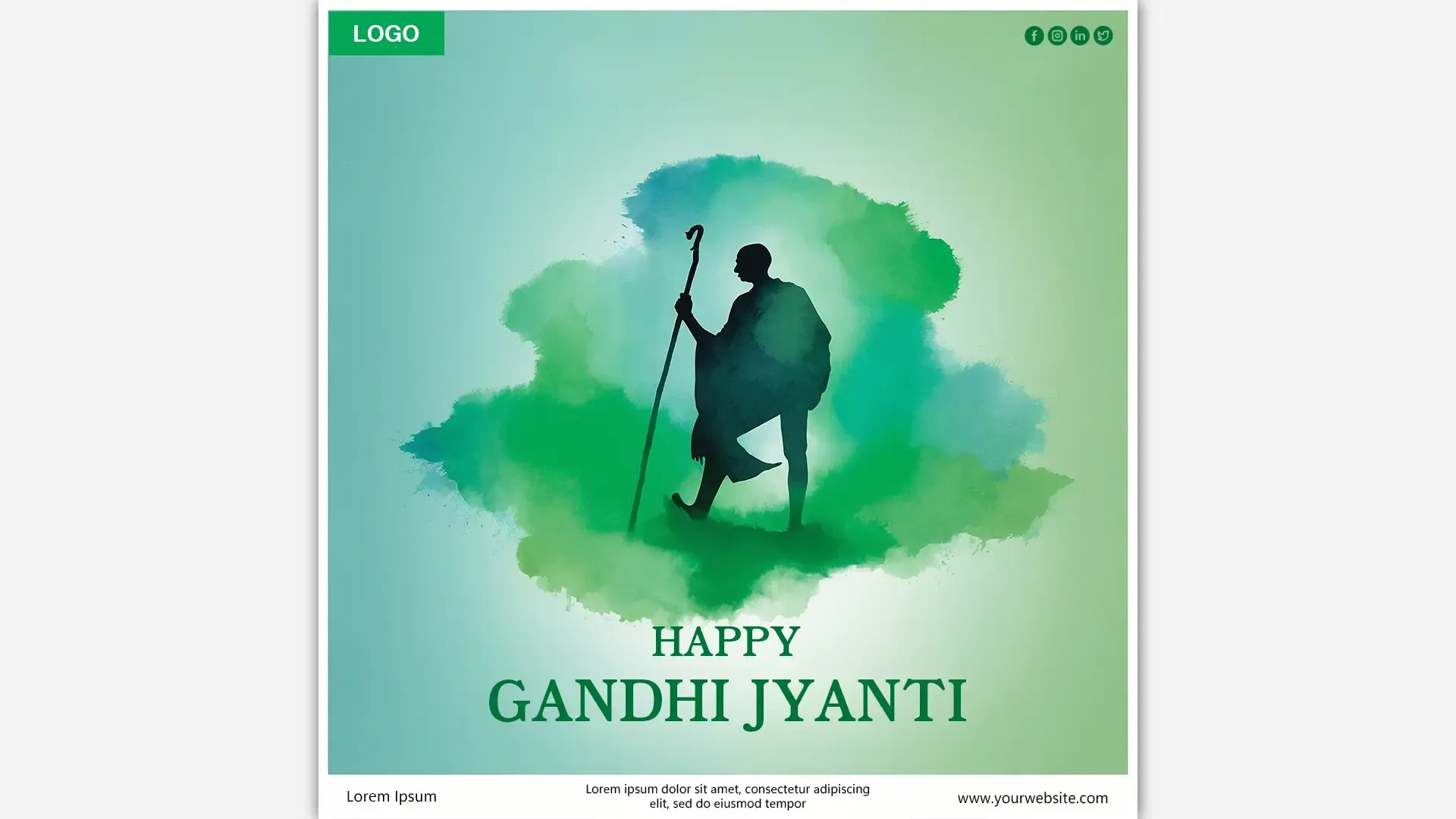 Instagram Post Design for Gandhi Jayanti with Watercolor Background